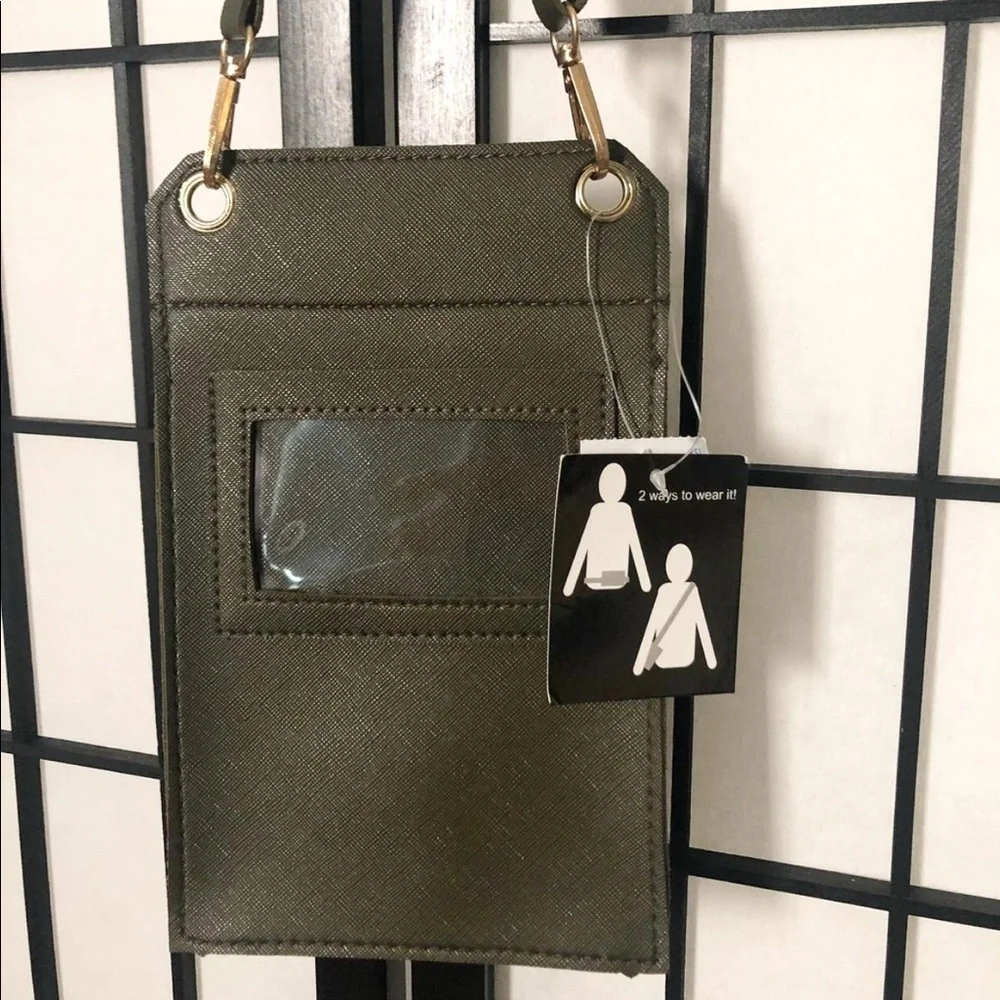 Olive green crossbody bag . Can be worn two ways . Phone case bag . Phone bag. - Picture 4 of 5